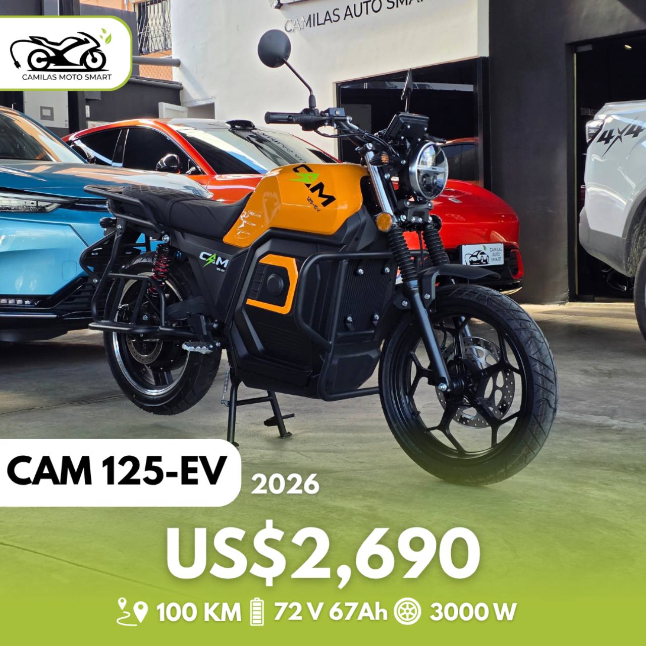 CAM 125 EV 2026 - Amarillo - Arte con precio US$2,690.